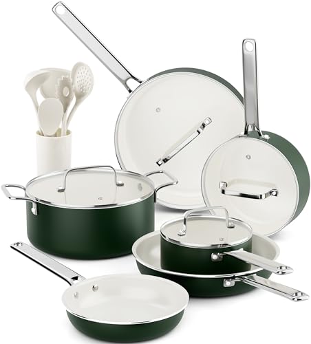 Pots and Pans Set Nonstick Creamic Cookware Sets Oven Safe