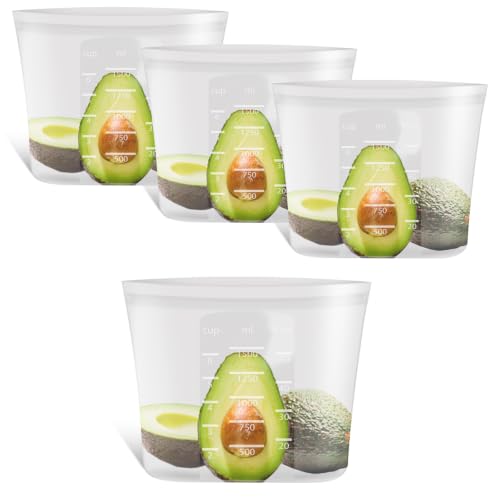 100% Platinum Silicone Reusable Food Storage Bags (Clear | 51oz | 4 Pack)