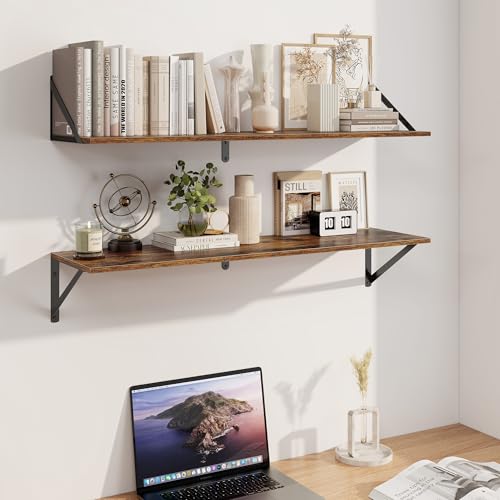 Deep Floating Shelves for Wall (Rustic Brown / 36 Inch)