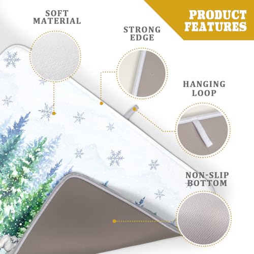 Winter Bear Bird Dish Drying Mat (Forest Bear Bird / 24" x 18")