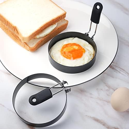 Egg Rings 2 Pack Large 6 Inch Pancake Mold 2 Pack 3.5 Inch Stainless Steel Nonstick Egg Ring
