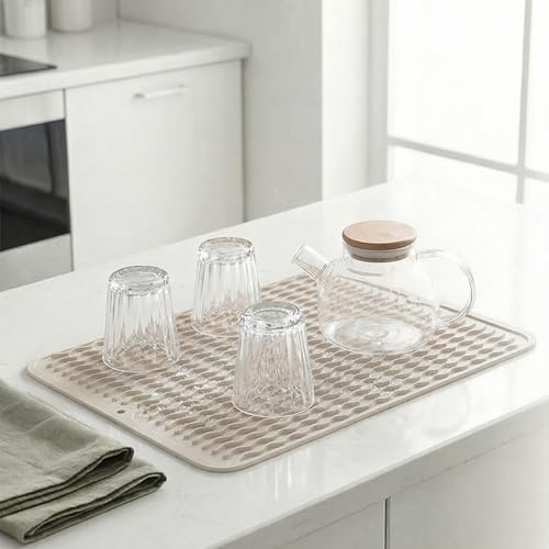Silicone Dish Drying Mat (Tapioca / 16"L x 12"W)