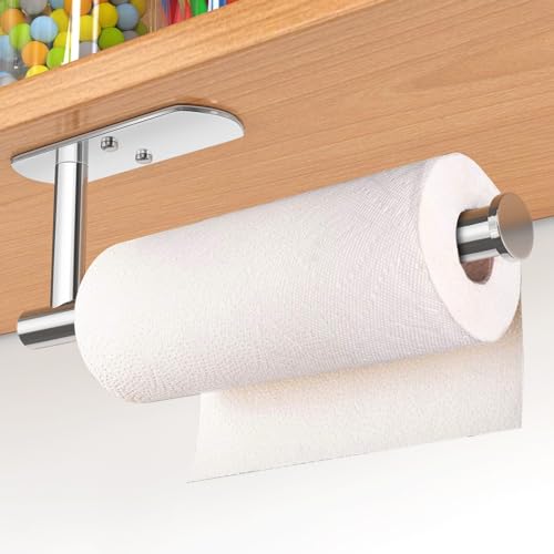 Self Adhesive Paper Towel Holder Under Cabinet Mount (Polished Chrome / 2 Pack)