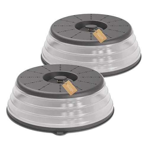 Microwave Splatter Cover Vented for Food with Hook Hole (2 packs-Dark Grey / M(11"x3.26")-Pack of 2)