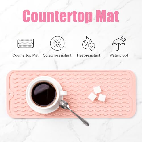 Silicone Dish Drying Mat for Multiple Usage (Pink / 17"L x 6"W)