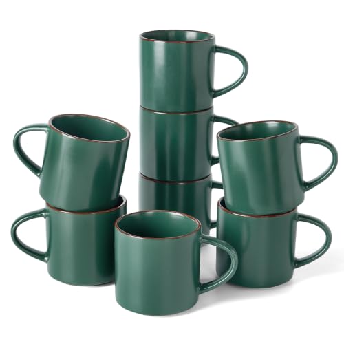 Coffee Mugs Set of 8 (Dark Green / 8pcs)