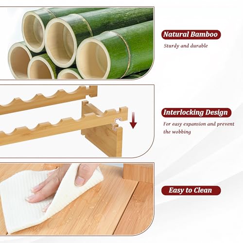 Bamboo Stackable Wine Rack (Natural / 8-Tier)
