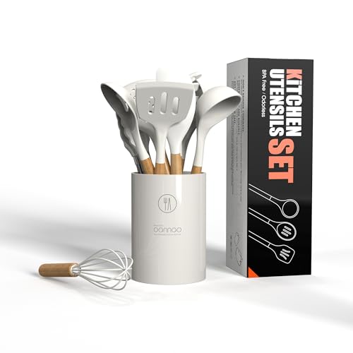 Silicone Cooking Utensils Set (Cream White)