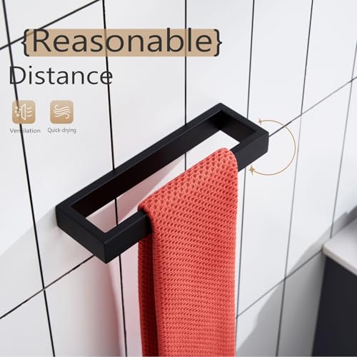Towel Ring Matte Black Hand Towel Bar Holder 9 (Matte Black / 1 Pack)
