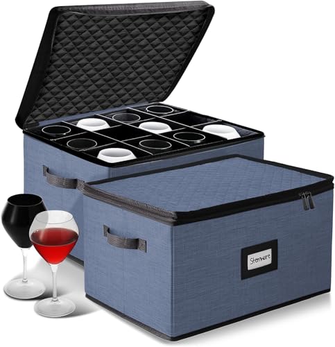 Wine Glass Storage Box with Dividers