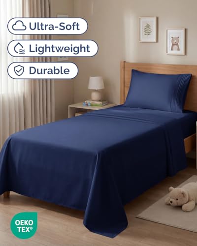 Twin Size 3 Piece Sheet Set (18 - Navy Blue / Twin)