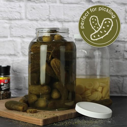 1 Gallon Glass Jar Wide Mouth with Airtight Foam Lined Plastic Lid (Clear / Pack of 3)