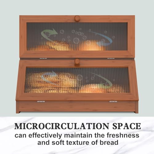 Bread Box for Kitchen Countertop (Brown-2 / 2‑tier)