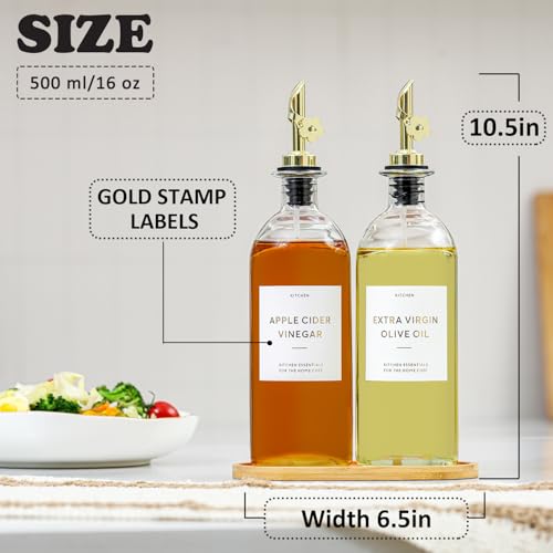 Olive Oil Dispenser for Kitchen (Transparent+Tray / 16 fl oz)