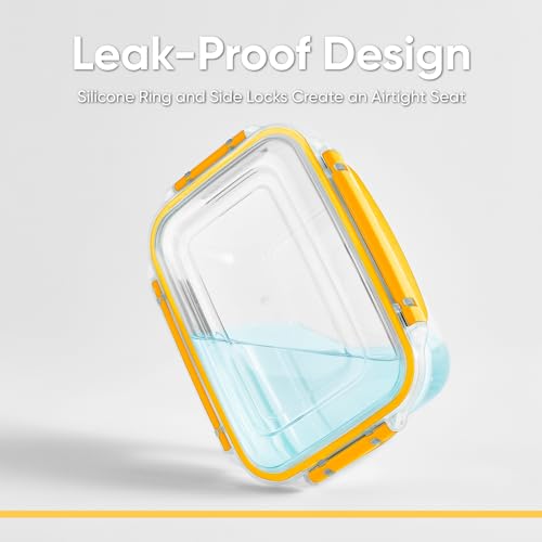 Plastic Food Storage Containers with Airtight Lids (80 oz / Yellow)