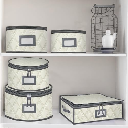 5 Pack China Storage Containers Set (Beige / 5 Pack China Storage Containers Set)