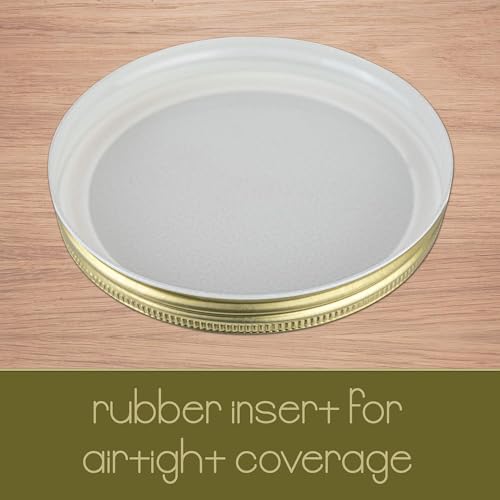 Half Gallon Mason Jar Wide Mouth with Airtight Metal Lid (Gold Lid)