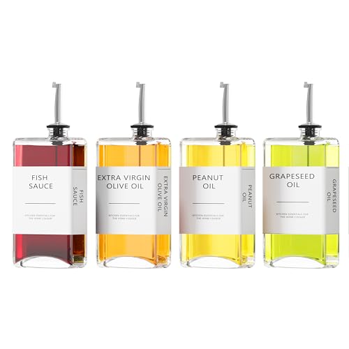 Kitchen Cooking Oil Dispenser Set (4 Pack / Silver)