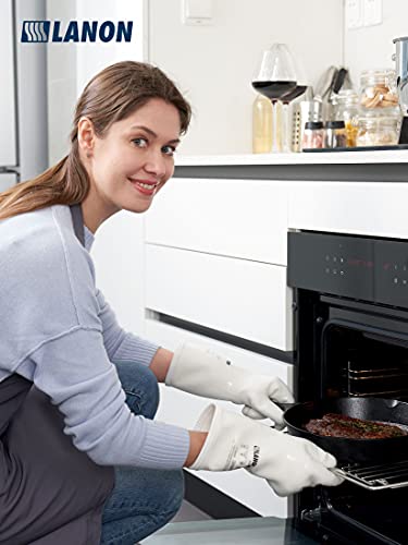 LANON Liquid Silicone Oven Mitts (White Regular / L/9)