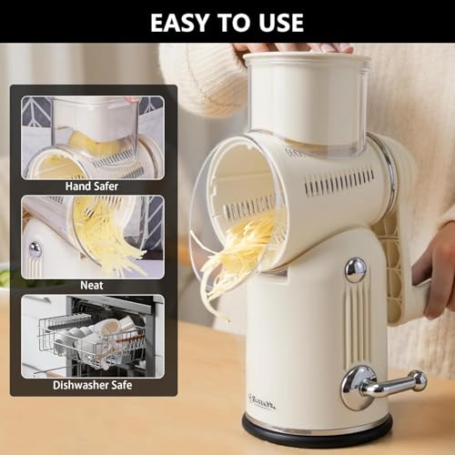 Rotary Cheese Grater with Handle (White)