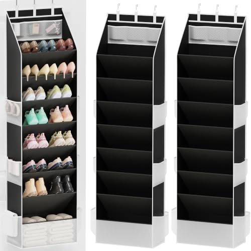 Shoe Storage Over the Door Shoe Organizer (Black / 2 Pack)