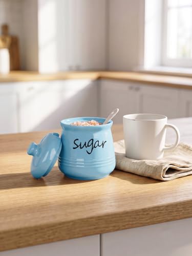 12oz Ceramic Sugar Bowl with Lid and Spoon