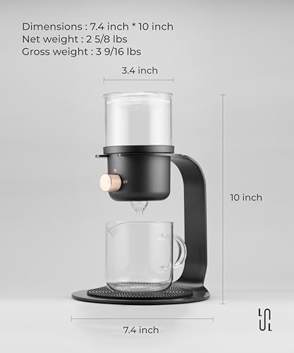 Glass Tea Pot with Infusers for Loose Tea and Drip Coffee Pour Over (Black)