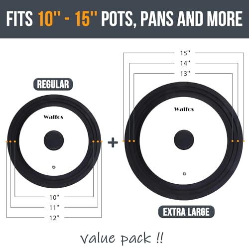 2 Pcs Universal Pot Lids (2pcs 10" to 15")