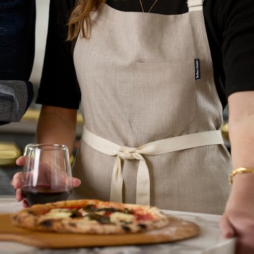 100% Pure Linen Apron (Natural / Ivory / 33 X 30 Inch)