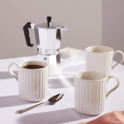 893549 French Perle Scallop 4 (Mugs, Set of 4 / White)