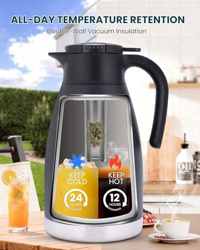 74oz Thermal Coffee Carafe with Infuser (Dark Black / 74.4 Ounces)