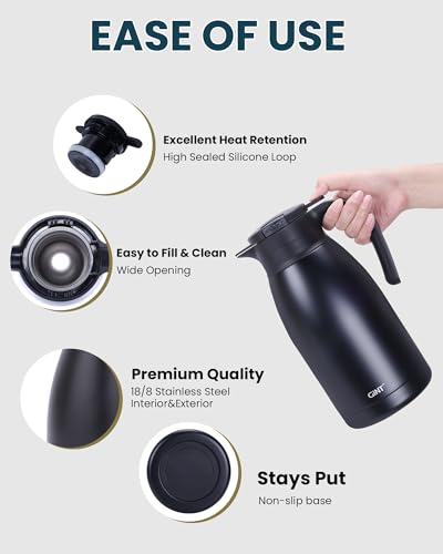 1.9L 64Oz Thermal Coffee Carafe (Black / 64.2 Ounces)