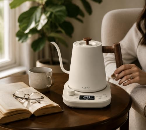 Gooseneck Electric Kettle with Temperature Control (Bone White)