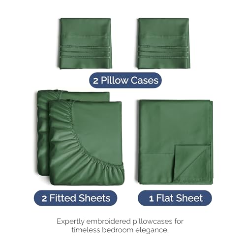 Split King Size 5 Piece Sheet Set (17 - Emerald Green / Split King Size)