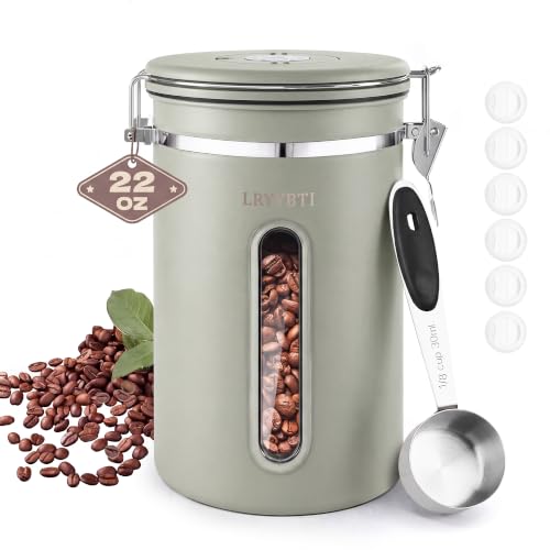 22 OZ Coffee Canister Airtight Stainless Steel (Green / 22 oz)