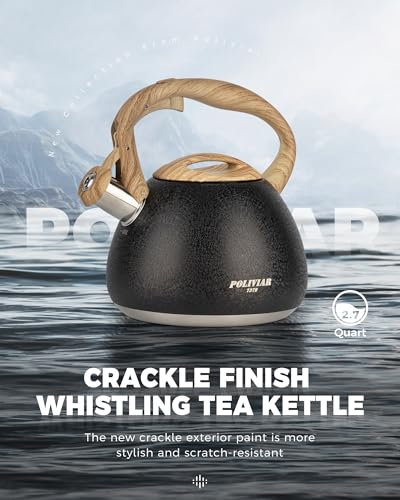 POLIVIAR Tea Kettle (2.7 Quarts / Crackle-Black)