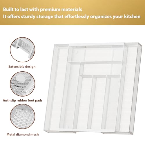 Expandable Kitchen Utensil Organizer (White / Expandable 11.6"~20" x 17.3")