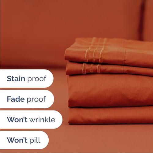 Queen Size 4 Piece Sheet Set (26 - Terracotta / Queen)