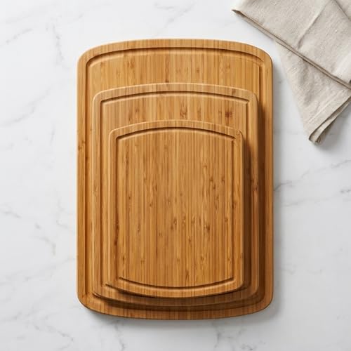Bamboo Cutting Boards for Kitchen (3-Piece (Brown))