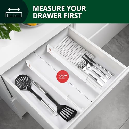 Bamboo Drawer Dividers Organizers (Large (up to 22") / White)