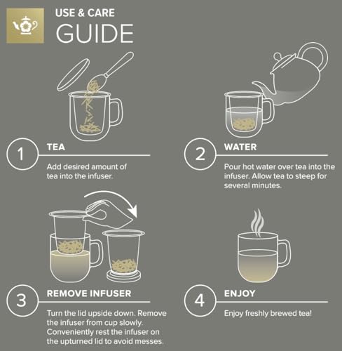 Premium Borosilicate Glass Mug with Stainless Steel Loose Leaf Tea Infuser and Lid (8 fl oz)