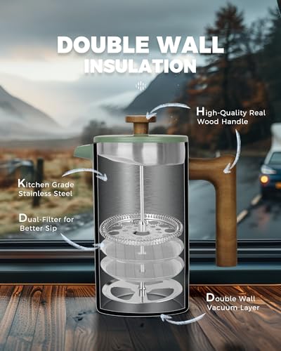 POLIVIAR French Press Coffee Maker (Green)