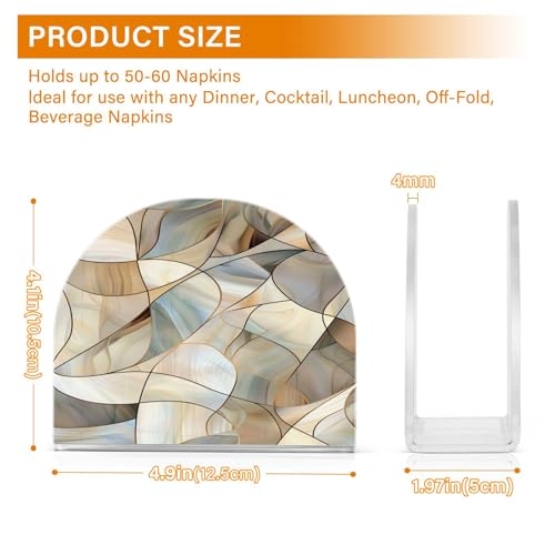 Abstract Stained Glass Pattern Napkin Holder for Table Paper Napkins Holder Acrylic Tissue Dispenser Kitchen Dining Room Bathroom Party Car Decor (NH069 / 4.1x4.9x1.97in)