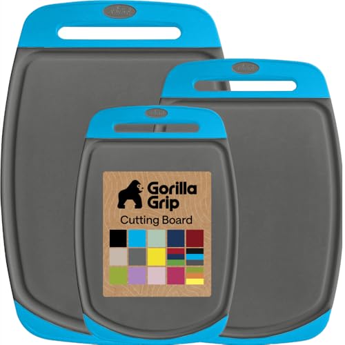 BPA Free Reversible Kitchen Cutting Board (Gray/Aqua / Large (Pack of 3))