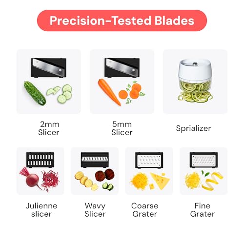 Pro Mandoline Vegetable Slicer (9 in 1 / White)
