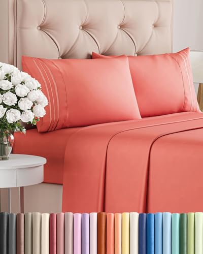 Full Size 4 Piece Sheet Set (28 - Coral / Full)