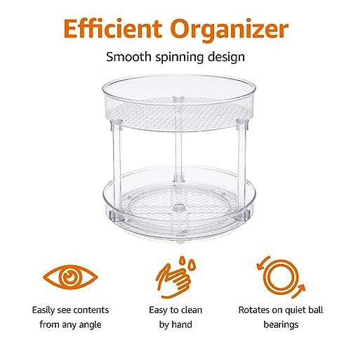 Lazy Susan Turntable Organizer for Spices and Condiments (9" Diameter, 2 Tier)