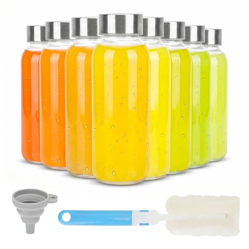 Glass Water Bottles with Stainless Steel Lids 12 oz