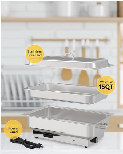 Electric Chafing Dish Buffet Set (Silver)