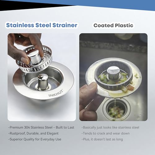 Upgraded 3 in 1 Kitchen Sink Drain Strainer (Silver-1pack)